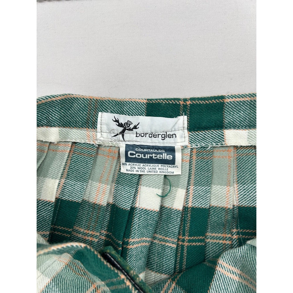 Borderglen Green Plaid Wool Blend Kilt Skirt Made in UK Buckle Wrap Midi NWT - Picture 7 of 14